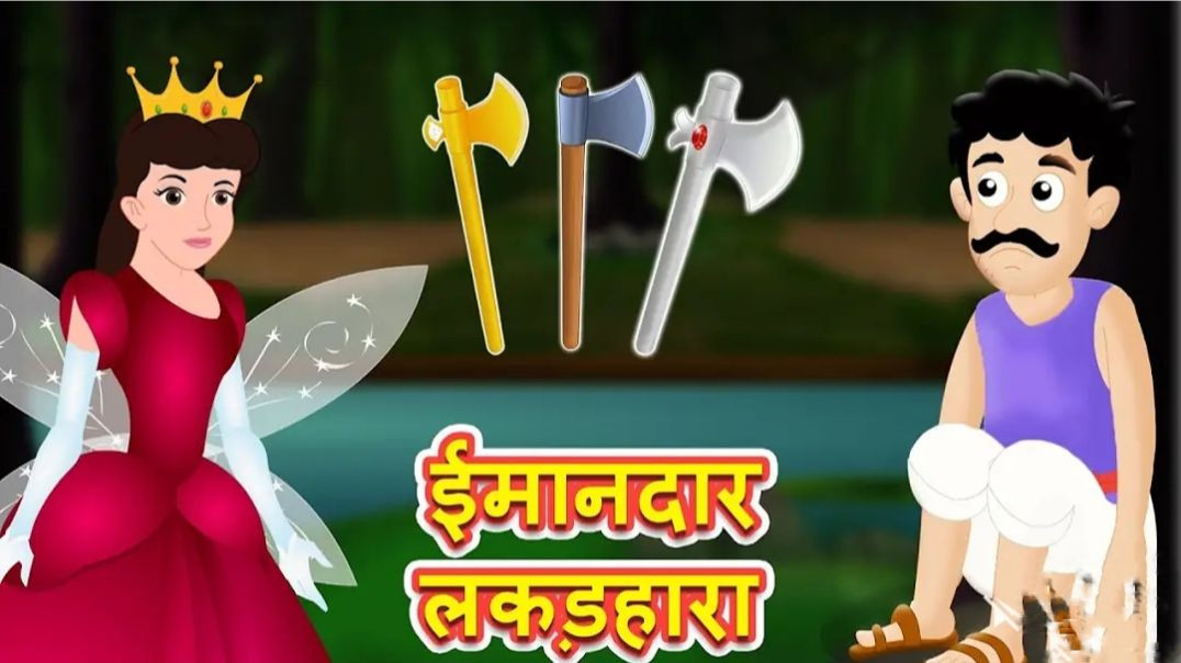 परी और ईमानदार लकड़हारा _ Fairy _ The Honest Woodcutter _ Hindi Stories  _ Kids Stories With Moral(3